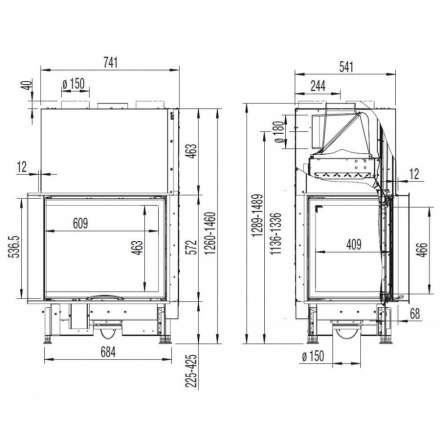 Каминная топка Austroflamm 69x49x57 S 2.0 левая подъёмный механизм в Минске