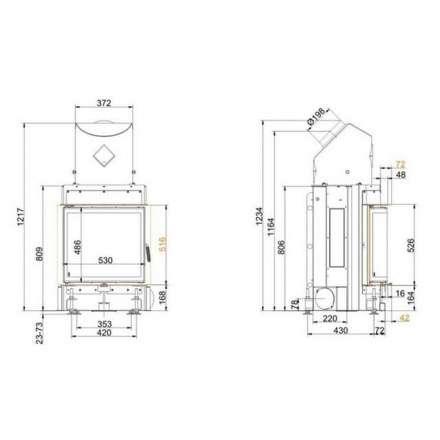 Каминная топка Brunner Kompakt-Kamine 51/55 боковое открывание двери в Минске