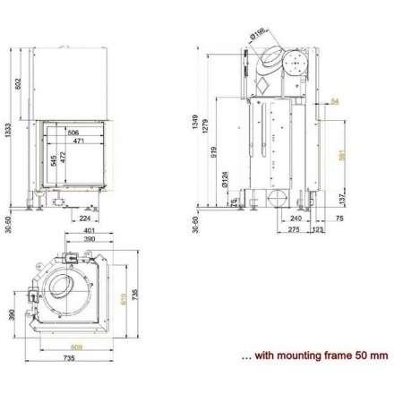 Каминная топка Brunner Eck-Kamin 57/52/52 боковое открытие в Минске