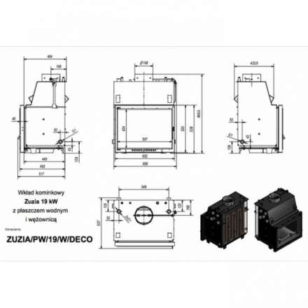 Каминная топка Kratki Zuzia/PW/19/W/DECO в Минске
