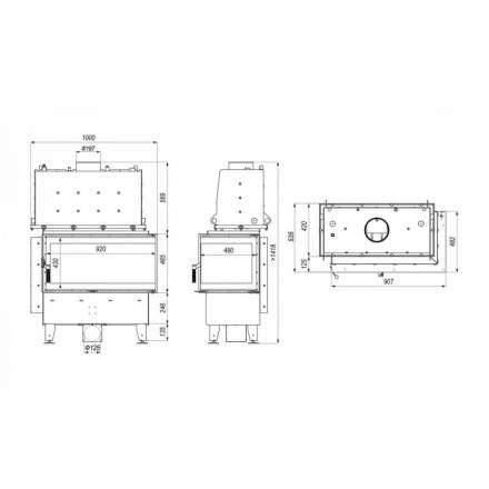 Каминная топка Defro Home RIVA ME BP SHORT угловая, с водяным контуром в Минске