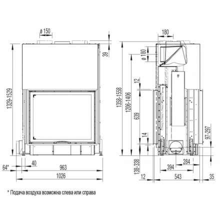 Каминная топка Austroflamm 80x64 SII 2.0 – сквозная топка в Минске