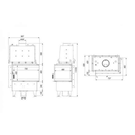 Каминная топка Defro Home RIVA SM BL SHORT угловая, с водяным контуром в Минске