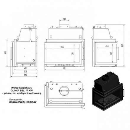 Каминная топка Kratki Oliwia/PW/BL/17/BS/W в Минске