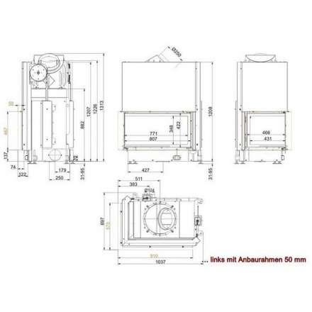 Каминная топка Brunner Eck-Kamin 45/82/48 подъёмный механизм в Минске