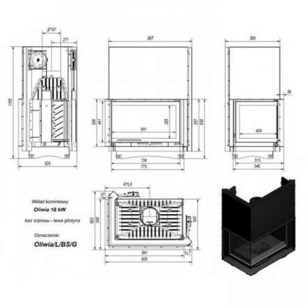 Каминная топка Kratki Oliwia/L/BS/G в Минске