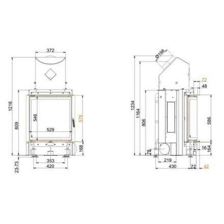 Каминная топка Brunner Kompakt-Kamine 57/55 боковое открывание двери в Минске