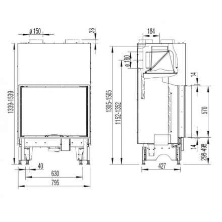 Каминная топка Austroflamm 75x57 S 2.0 подъёмный механизм, плоское стекло в Минске