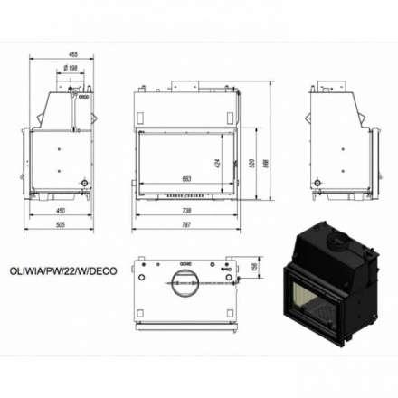Каминная топка Kratki OLIWIA/PW/22/W/DECO в Минске