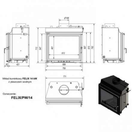 Каминная топка Kratki Felix/PW/14/W в Минске