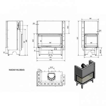 Каминная топка Kratki NADIA/14/L/BS/G в Минске