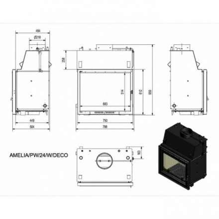 Каминная топка Kratki Amelia/PW/24/W/DECO (змеевик) в Минске