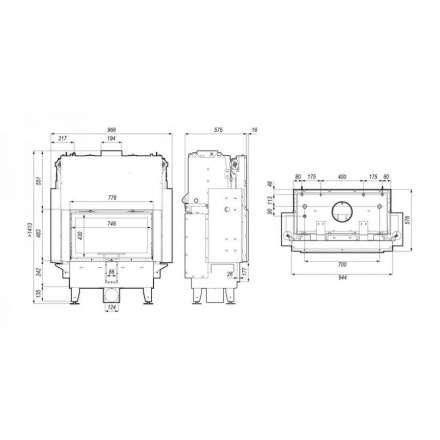 Каминная топка Defro Home RIVA ME G SHORT с водяным контуром и подъемом стекла вверх в Минске