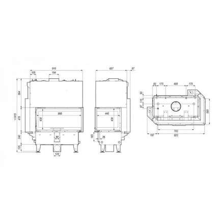Каминная топка DEFRO HOME RIVA ME BL G SHORT угловая с водяным контуром и подъемом стекла вверх в Минске