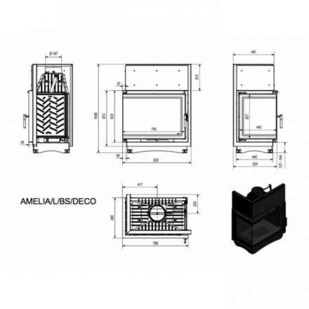 Каминная топка Kratki Amelia/L/BS/Deco в Минске