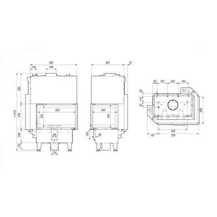 Каминная топка DEFRO HOME RIVA SM BL G SHORT угловая с водяным контуром и подъемом стекла вверх в Минске