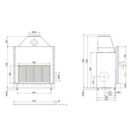 Топка-камин Brunner Urfeuer 50/88 прямой , открытая в Минске