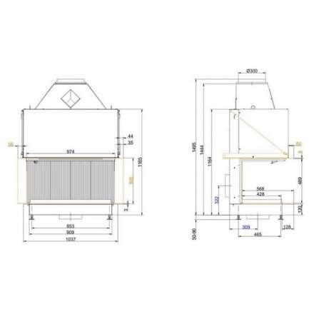 Топка-камин Brunner Urfeuer 50/44/88/44 панорама , открытая в Минске