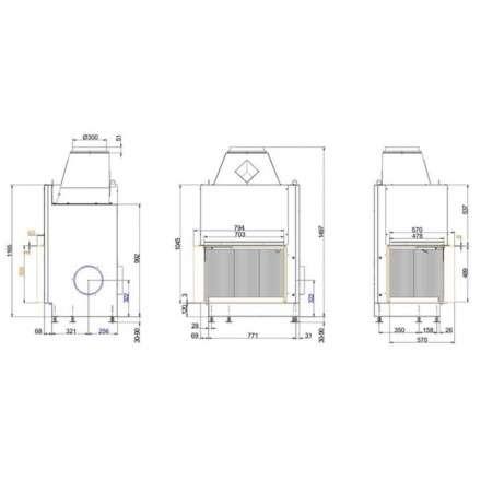 Топка-камин Brunner Urfeuer 50/66/44 угловой , открытая в Минске