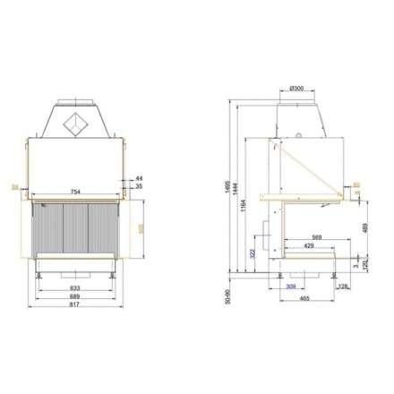 Топка-камин Brunner Urfeuer 50/44/66/44 панорама , открытая в Минске