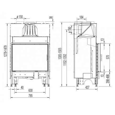 Каминная топка Austroflamm 75x57 K распашная дверца, плоское стекло в Минске