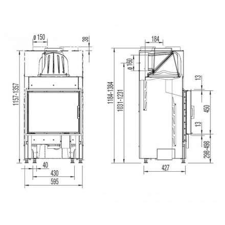 Каминная топка Austroflamm 55x45 K распашная дверца, плоское стекло в Минске