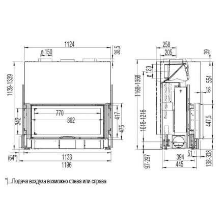 Каминная топка Austroflamm 97x45 S 2.0 подъёмный механизм в Минске