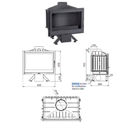 Каминная топка Ferguss FG17 с подводом воздуха извне и шибером в Минске