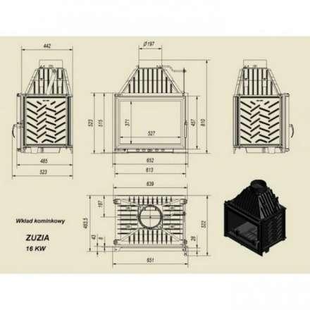 Каминная топка Kratki Zuzia/GLASS (двойное стекло) в Минске