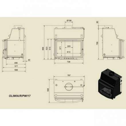 Каминная топка Kratki Oliwia/R/PW/17 в Минске