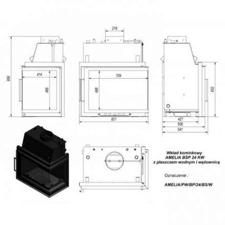 Каминная топка Kratki Amelia/PW/BP/24/BS/W в Минске