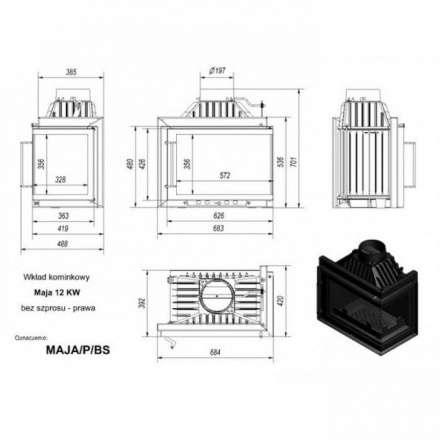 Каминная топка Kratki Maja/PW/12/G в Минске