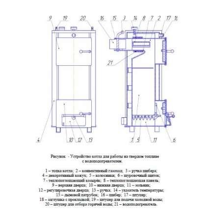 Твердотопливный котел Теплоприбор КС-ТГ-20 в Минске