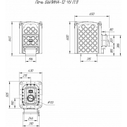 Печь для бани Теплодар Былина-12 ЧУ (1.1) в Минске