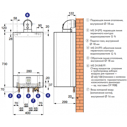 Газовый котел De Dietrich MS 24 MI FF в Минске